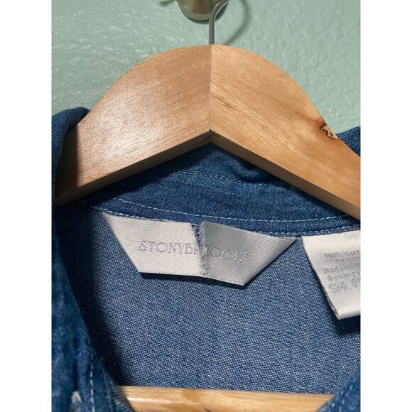 Vintage Stonybrook Women's Blue Denim Floral Button Dress with Tie Size‎ Small - Picture 7 of 10